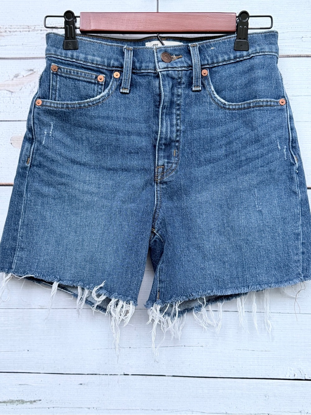 Madewell Blue Distressed Denim Cutoff Shorts